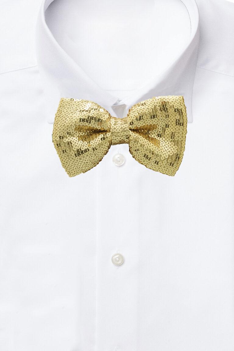 Gold Classic Sequins Pre-Tied Bow Tie for Men