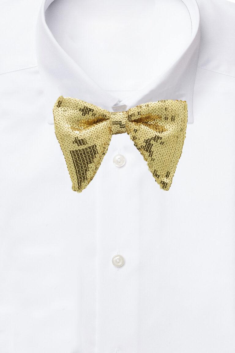 Gold Geometric Sequins Pre-Tied Bow Tie for Men