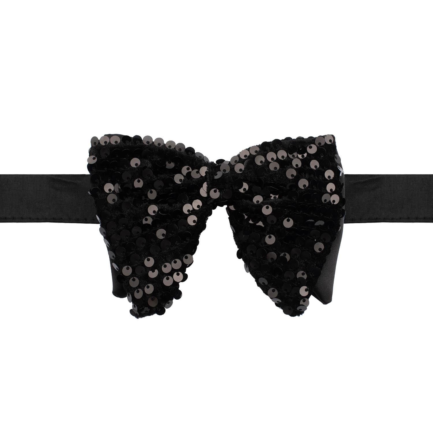 Black Geometric Sequins Pre-Tied Bow Tie for Men