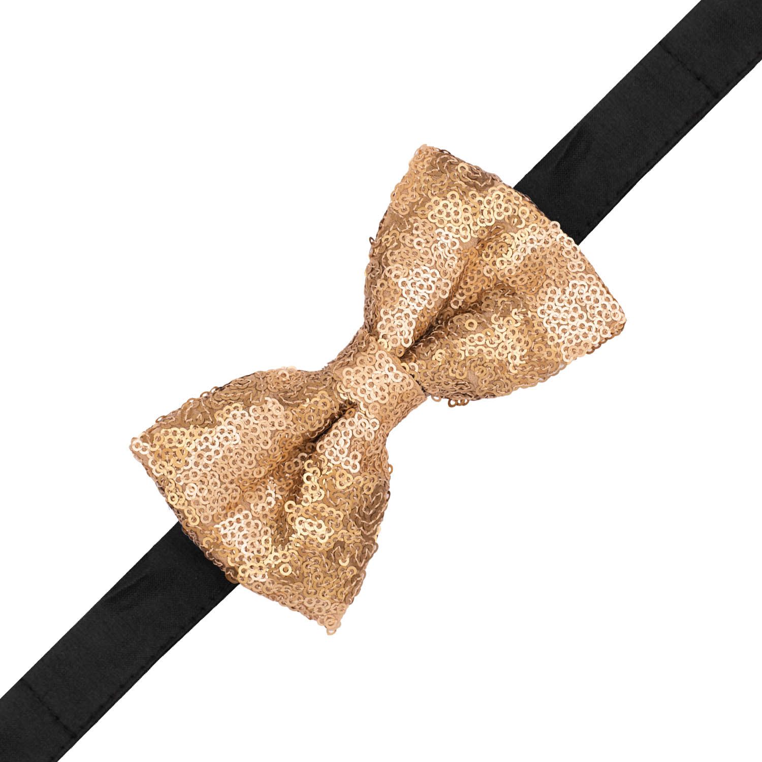 Gold Classic Sequins Pre-Tied Bow Tie for Men