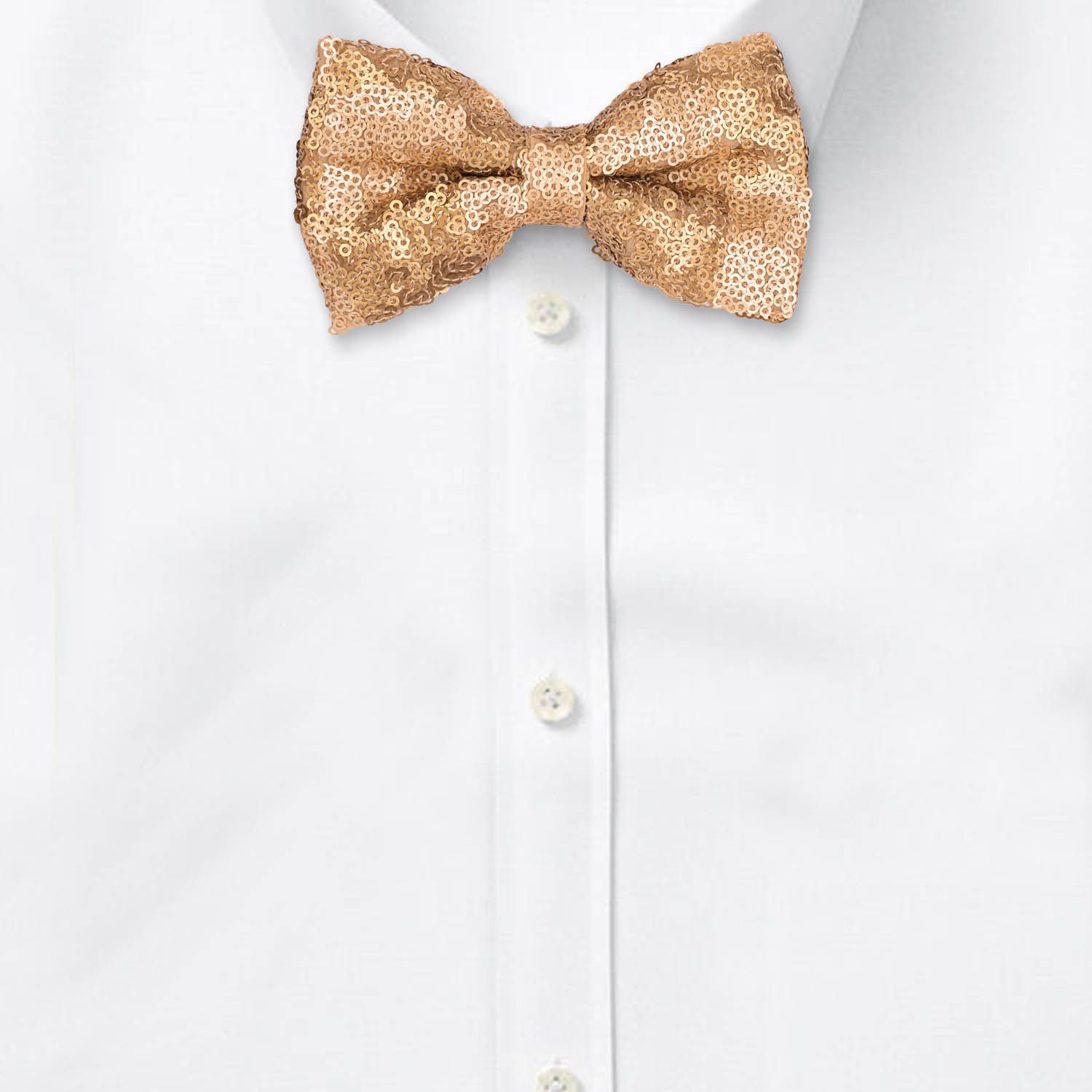 Gold Classic Sequins Pre-Tied Bow Tie for Men