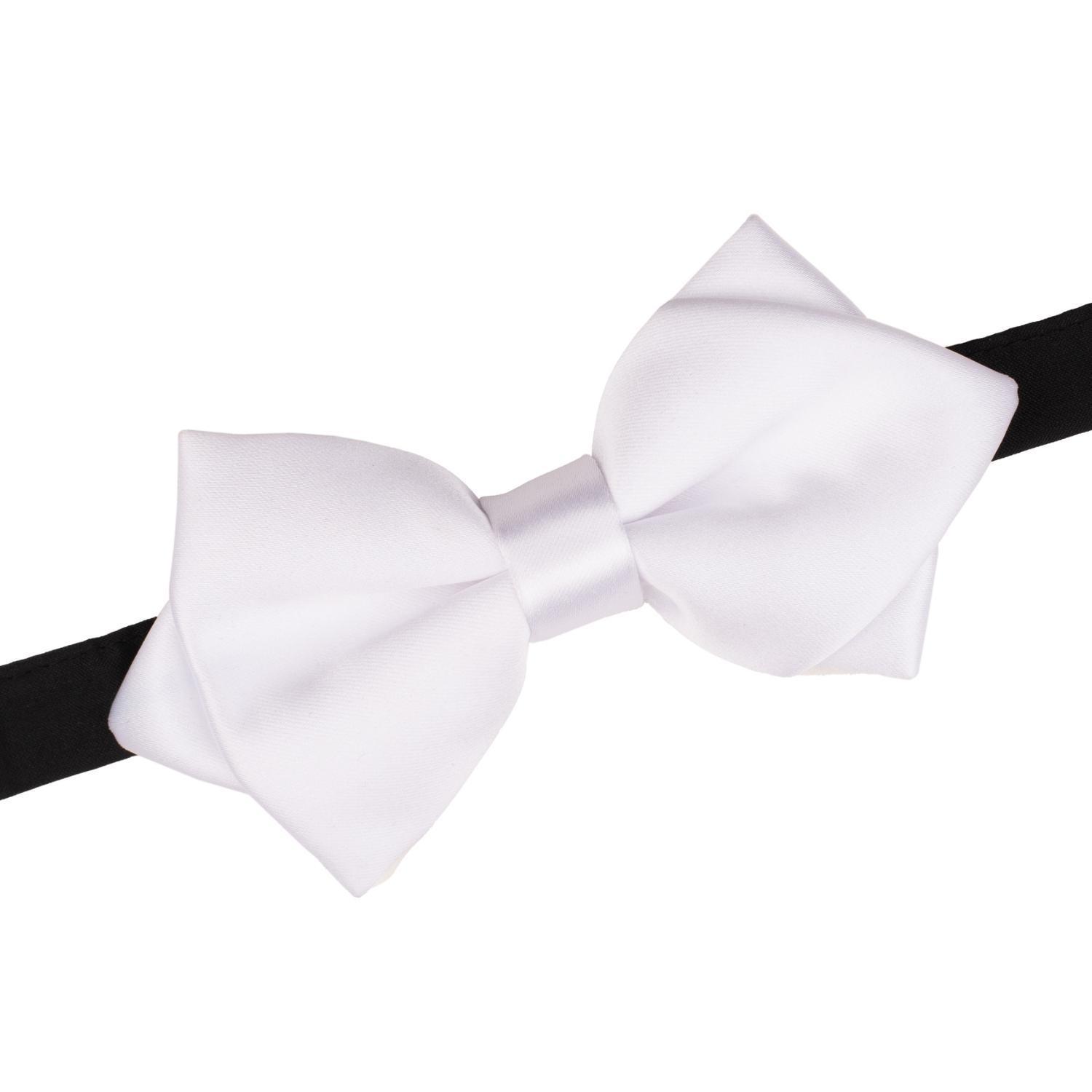 White Diamond Tip Pre-Tied Bow Tie for Men