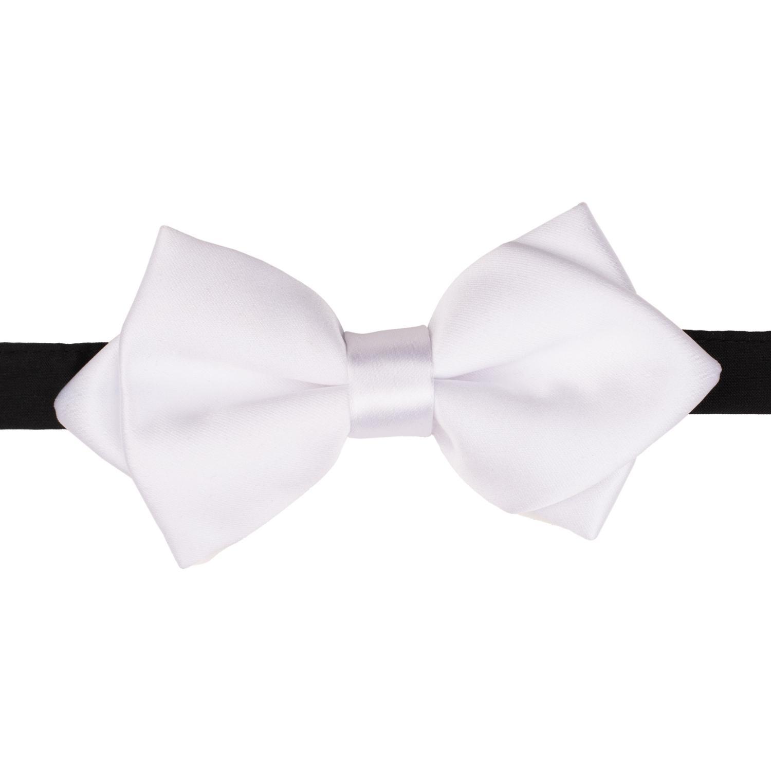 White Diamond Tip Pre-Tied Bow Tie for Men