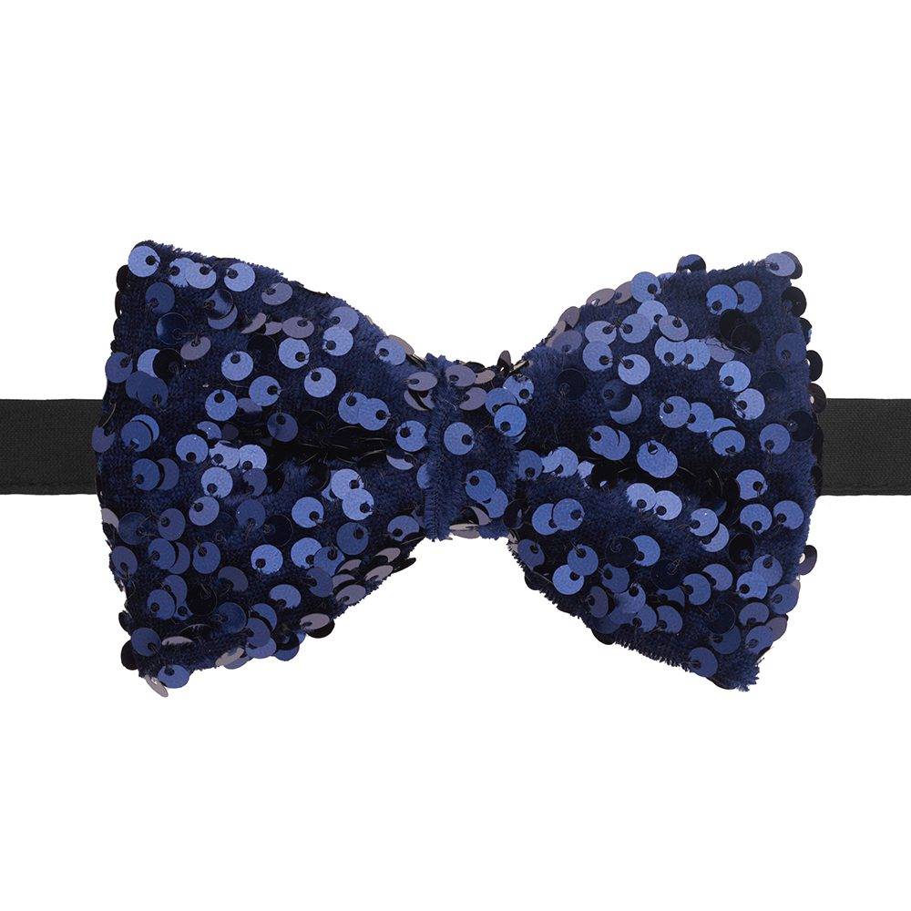 Blue Classic Sequins Pre-Tied Bow Tie for Men