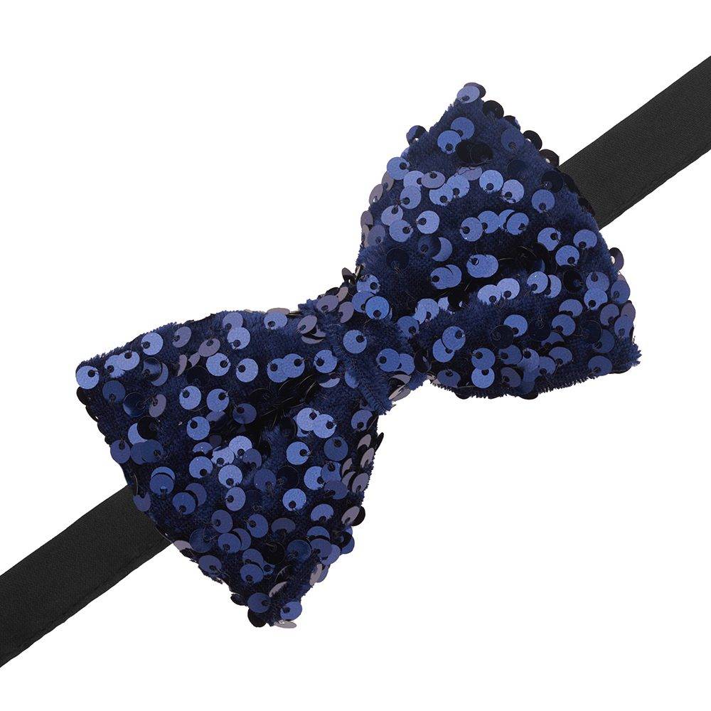 Blue Classic Sequins Pre-Tied Bow Tie for Men
