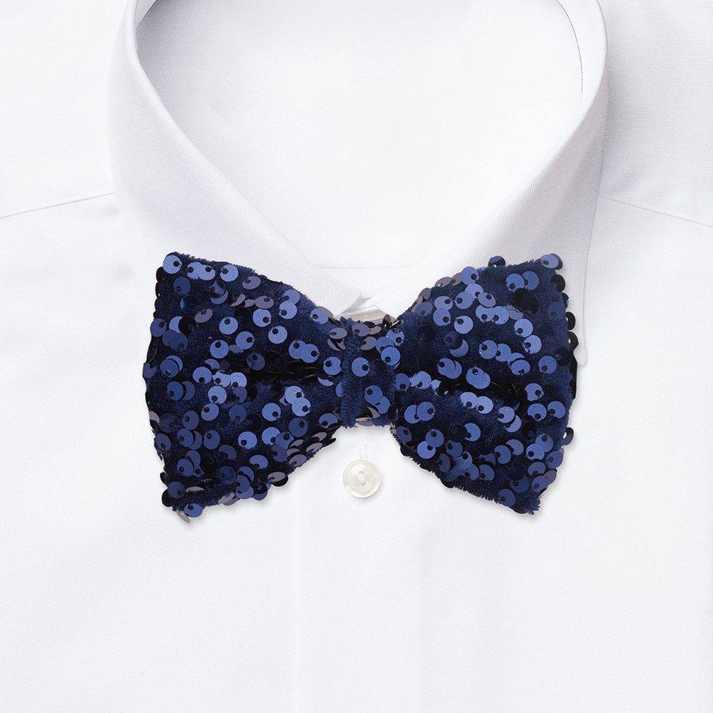 Blue Classic Sequins Pre-Tied Bow Tie for Men