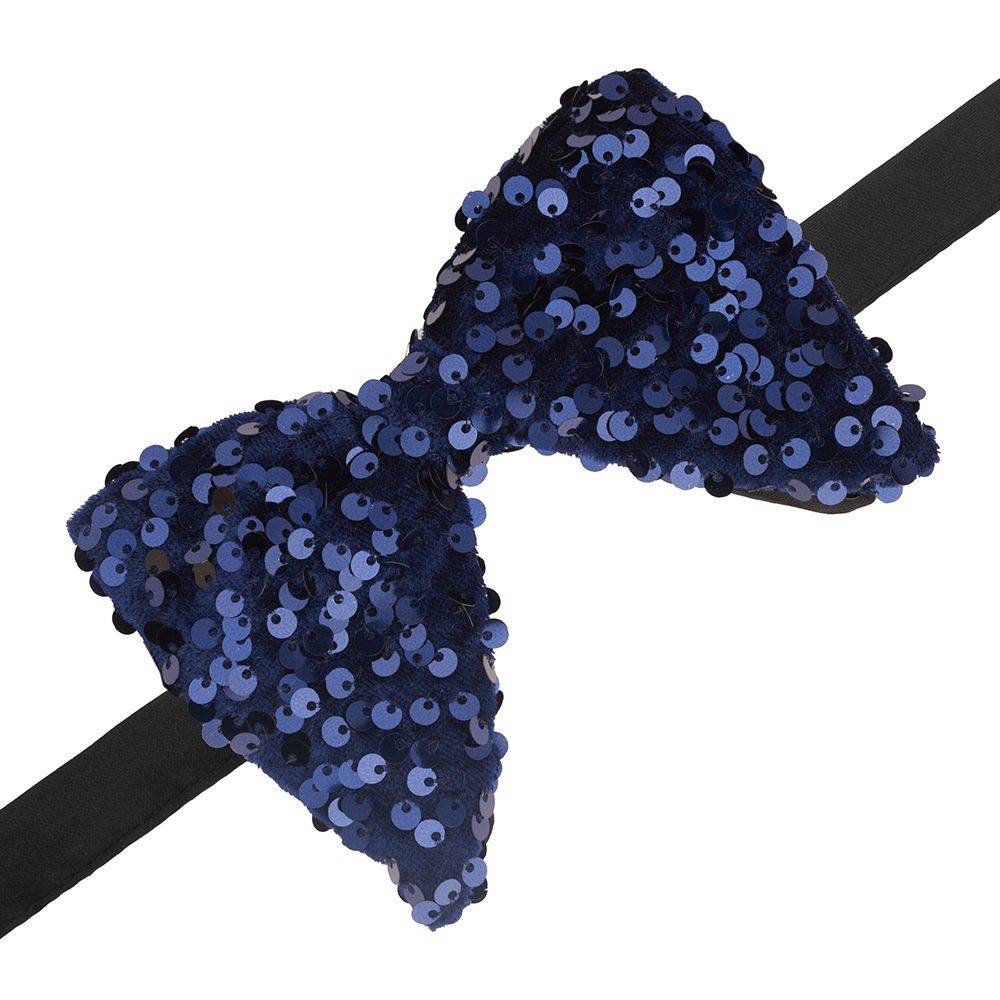Blue Geometric Sequins Pre-Tied Bow Tie for Men