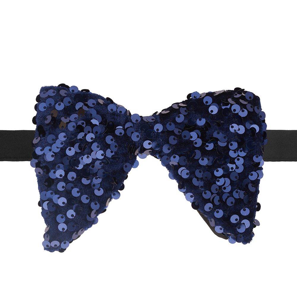 Blue Geometric Sequins Pre-Tied Bow Tie for Men
