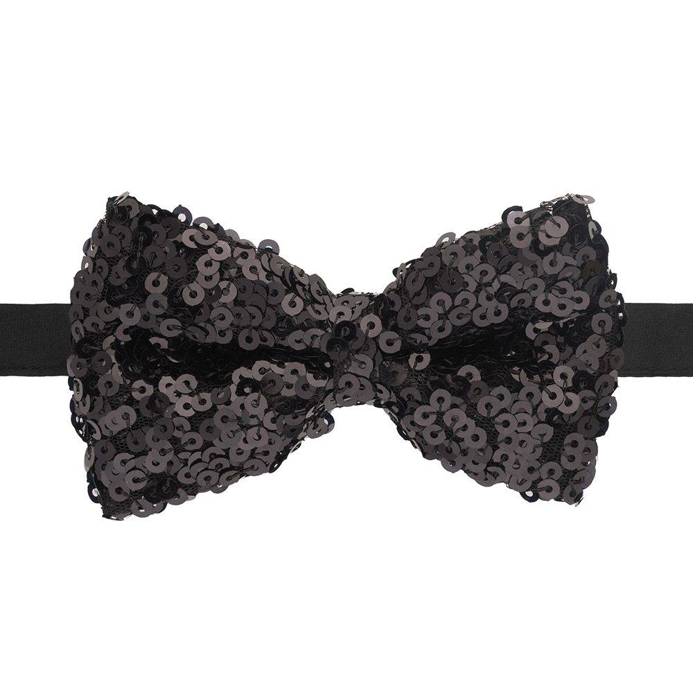Black Classic Sequins Pre-Tied Bow Tie for Men