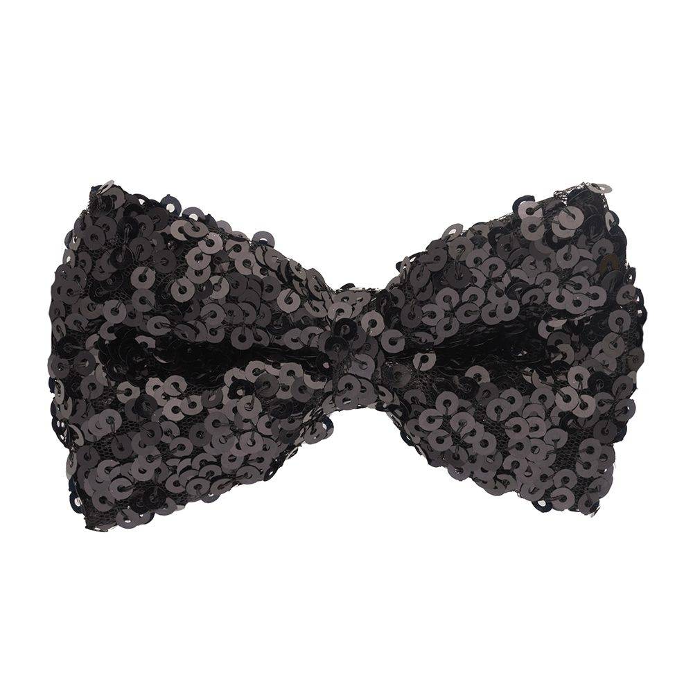 Black Classic Sequins Pre-Tied Bow Tie for Men