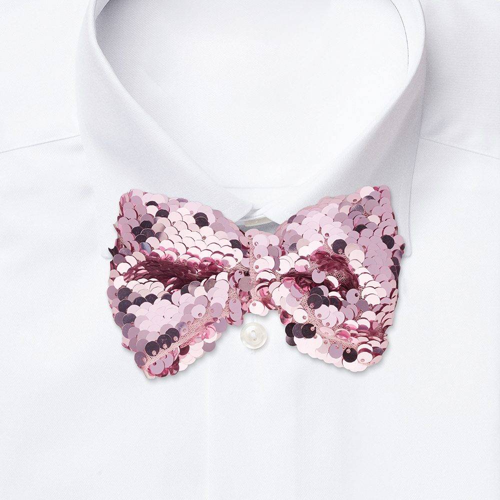 Pink Classic Sequins Pre-Tied Bow Tie for Men