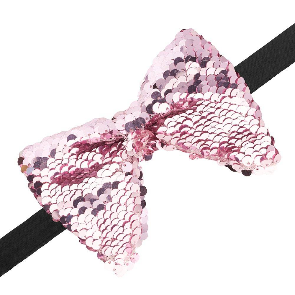 Pink Geometric Sequins Pre-Tied Bow Tie for Men