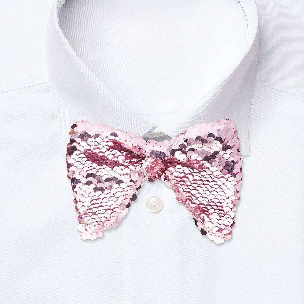Pink Geometric Sequins Pre-Tied Bow Tie for Men