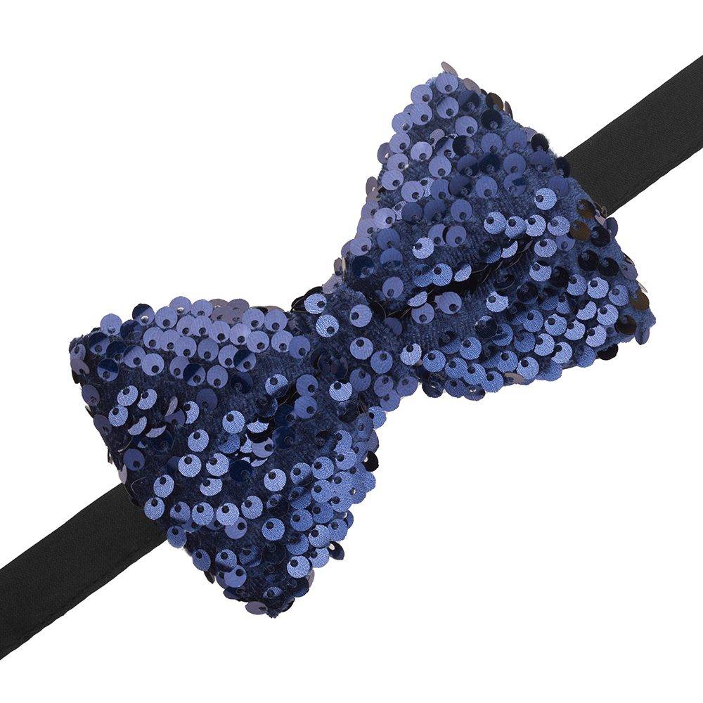 Blue Classic Sequins Pre-Tied Bow Tie for Men