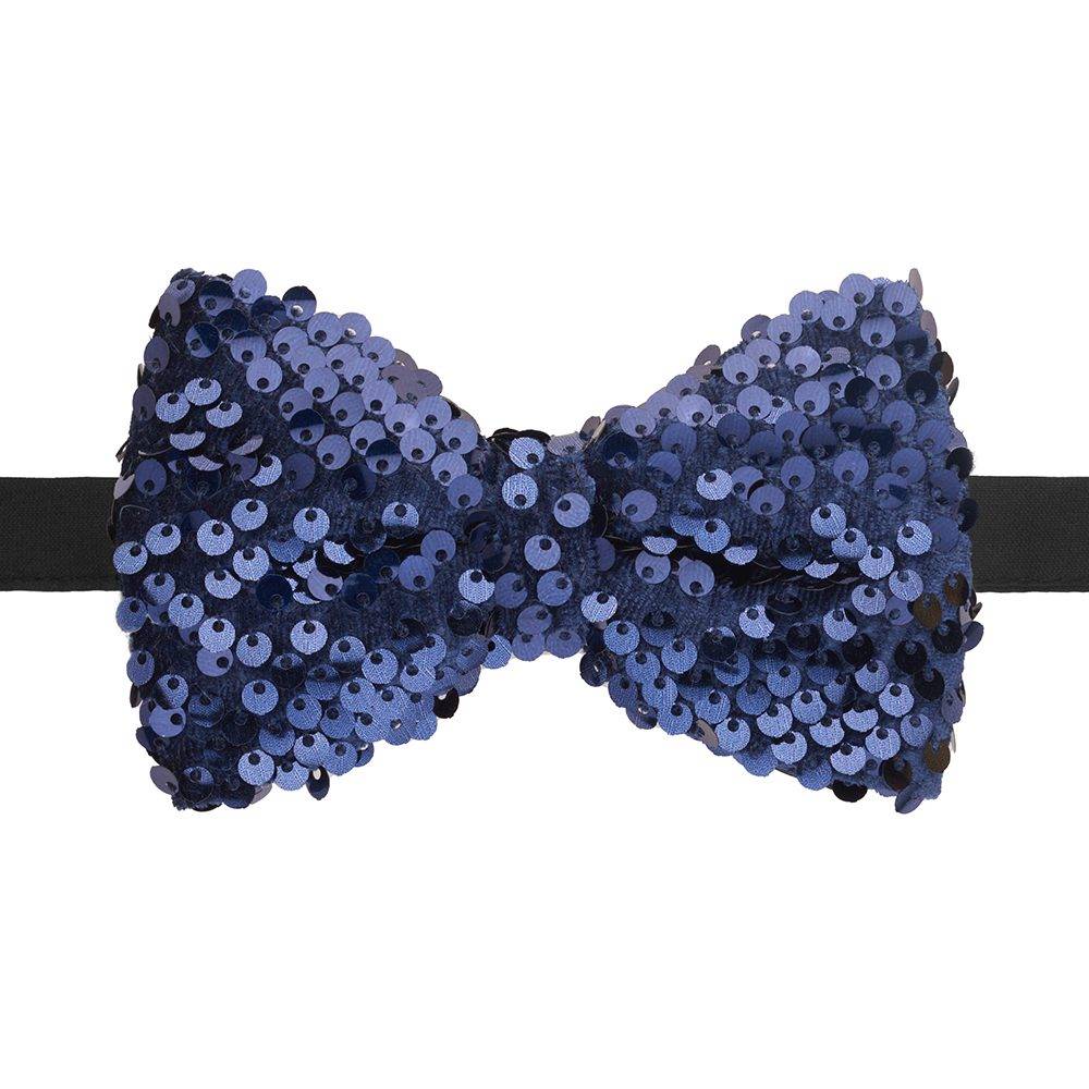 Blue Classic Sequins Pre-Tied Bow Tie for Men
