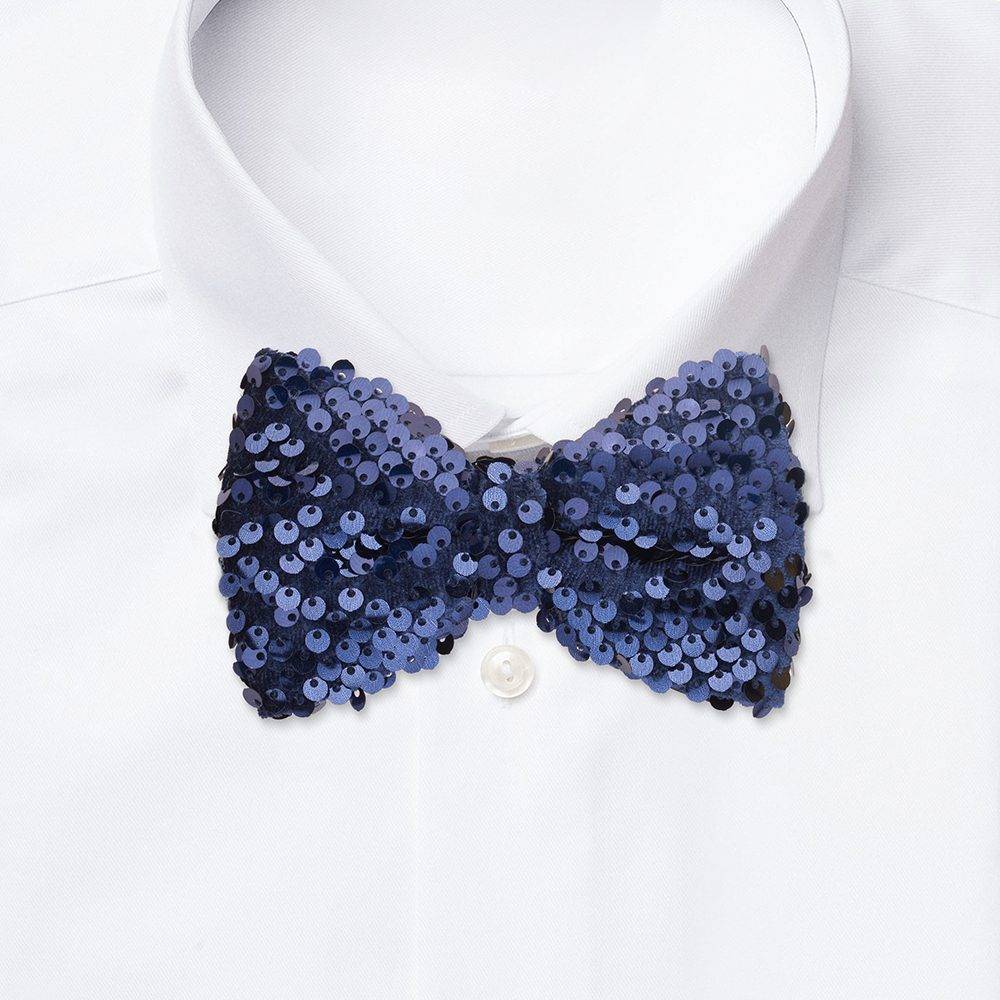 Blue Classic Sequins Pre-Tied Bow Tie for Men