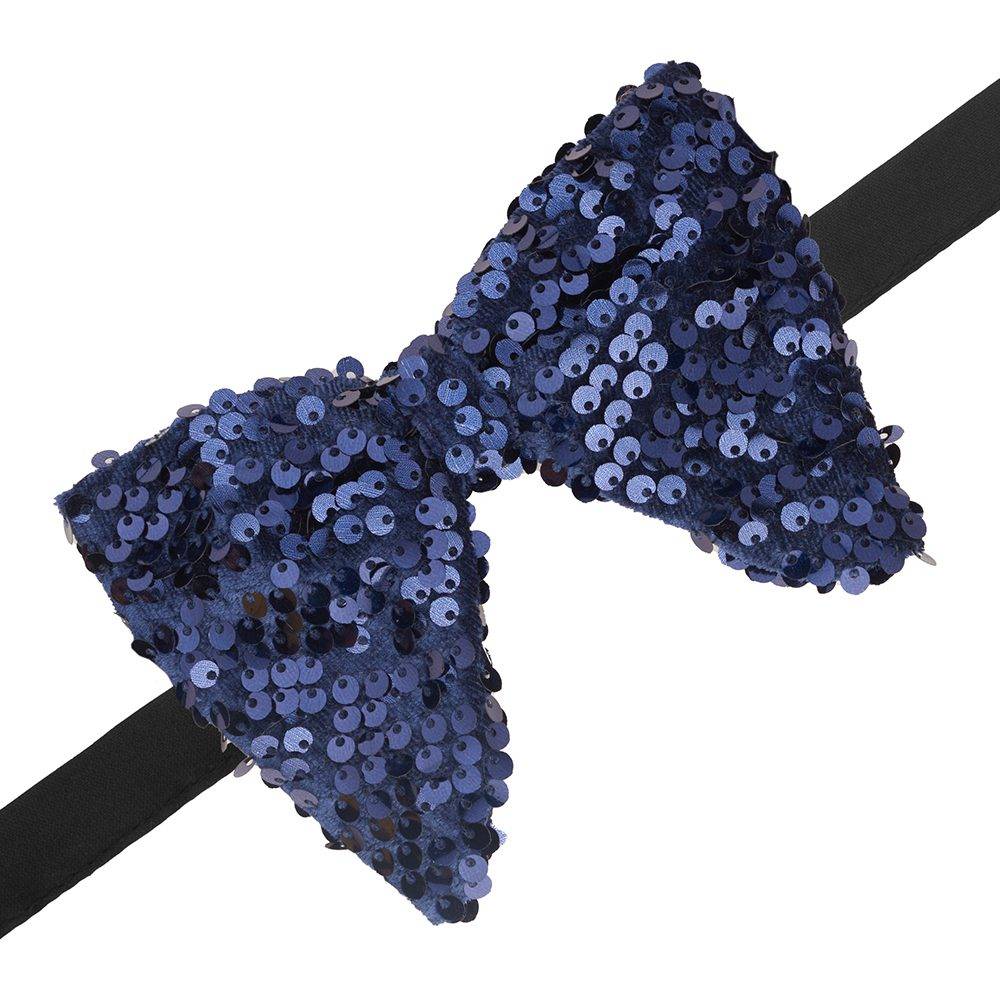 Blue Geometric Sequins Pre-Tied Bow Tie for Men