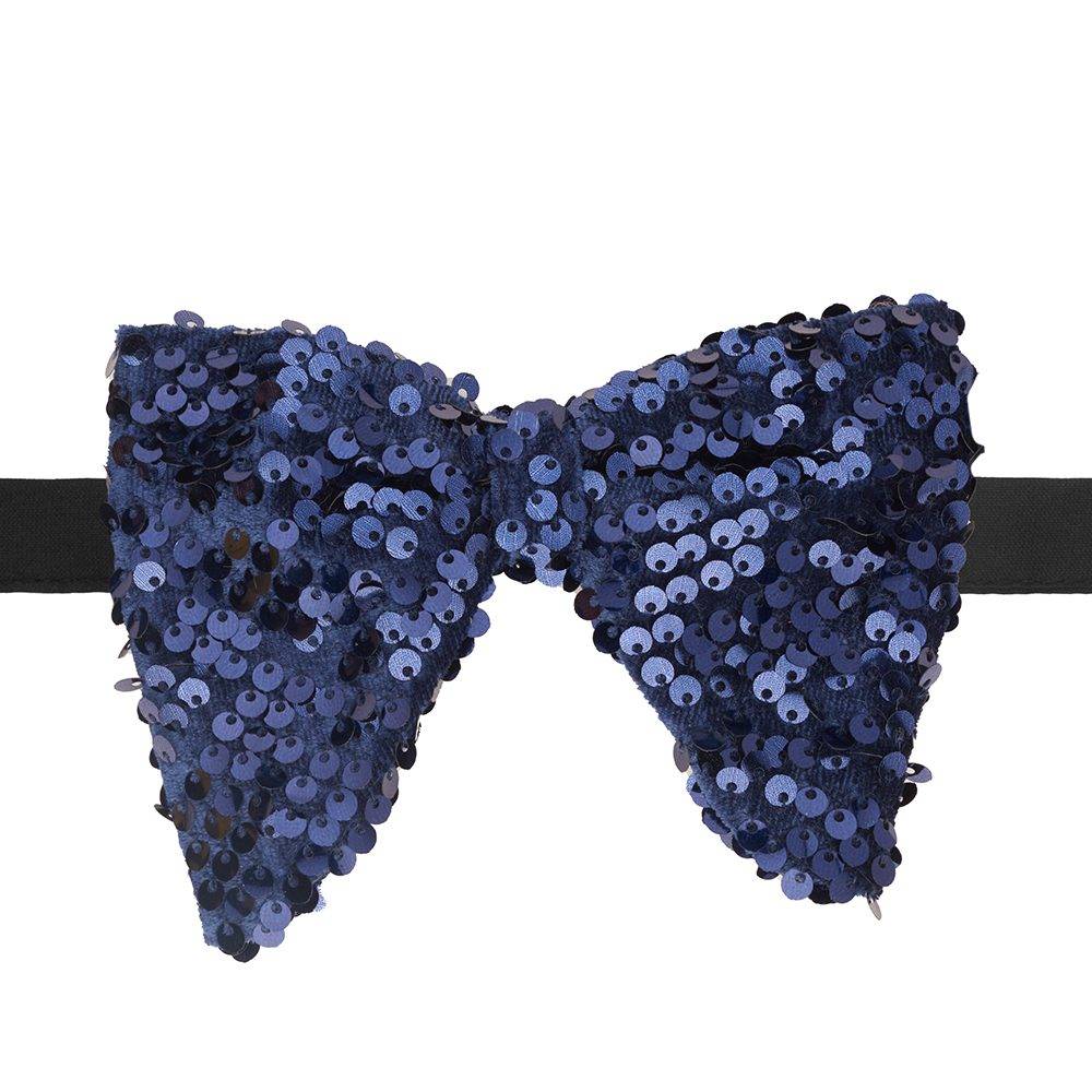 Blue Geometric Sequins Pre-Tied Bow Tie for Men