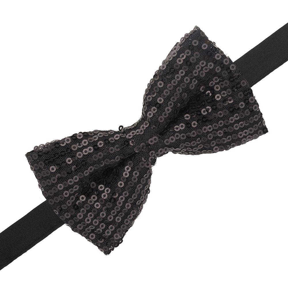 Black Classic Sequins Pre-Tied Bow Tie for Men