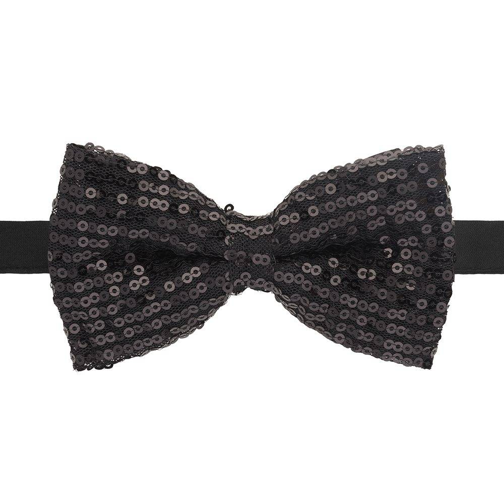 Black Classic Sequins Pre-Tied Bow Tie for Men