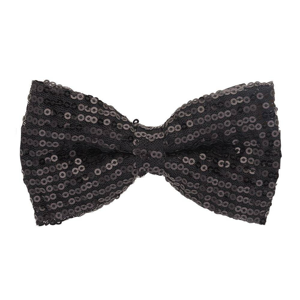 Black Classic Sequins Pre-Tied Bow Tie for Men
