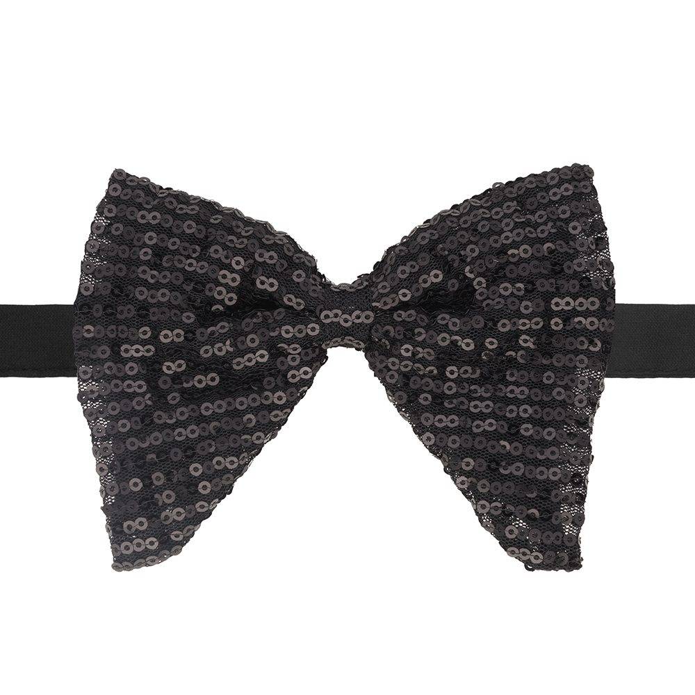 Black Geometric Sequins Pre-Tied Bow Tie for Men