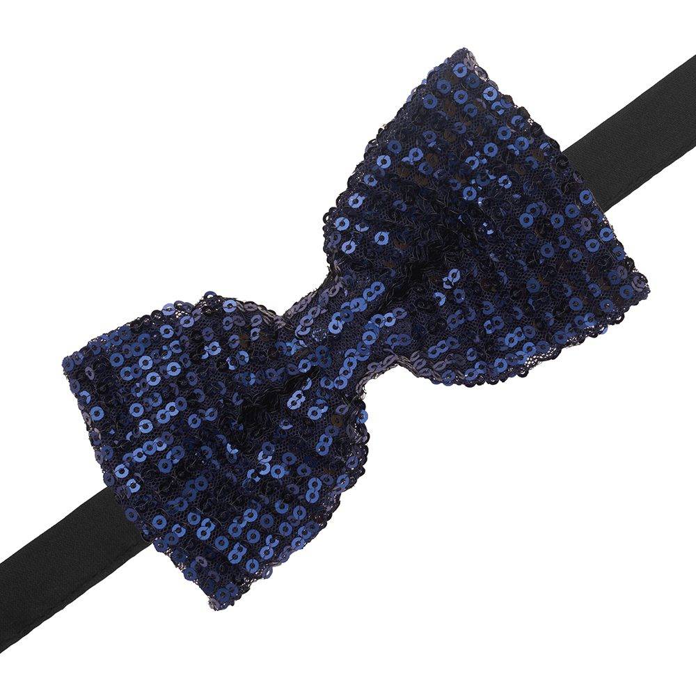 Navy Blue Classic Sequins Pre-Tied Bow Tie for Men