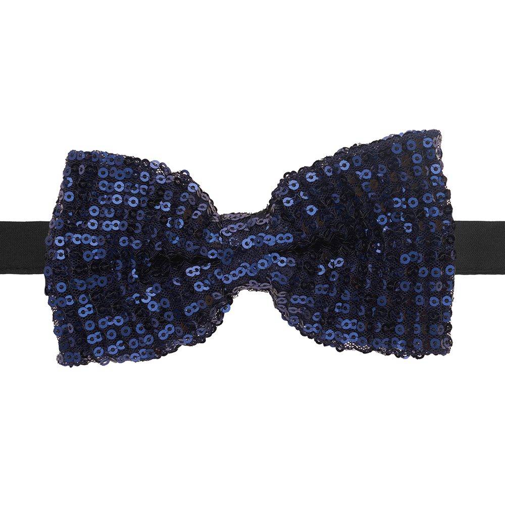 Navy Blue Classic Sequins Pre-Tied Bow Tie for Men