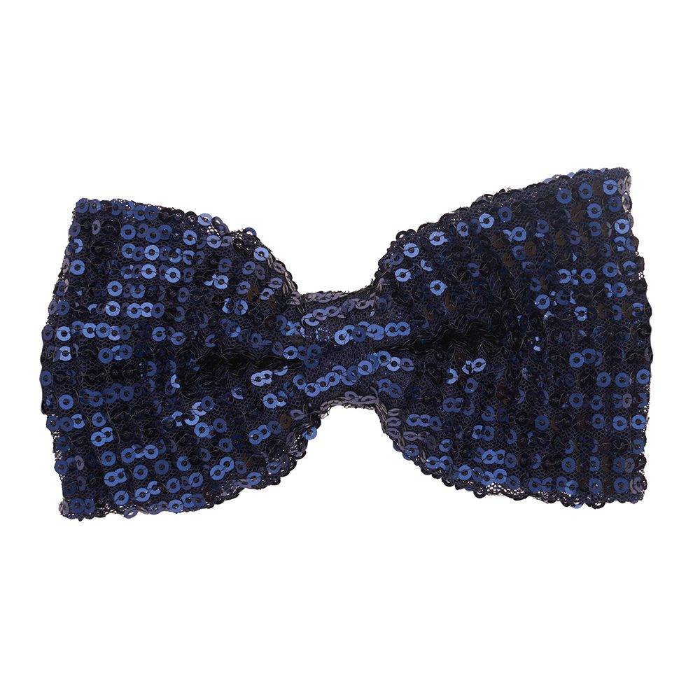 Navy Blue Classic Sequins Pre-Tied Bow Tie for Men