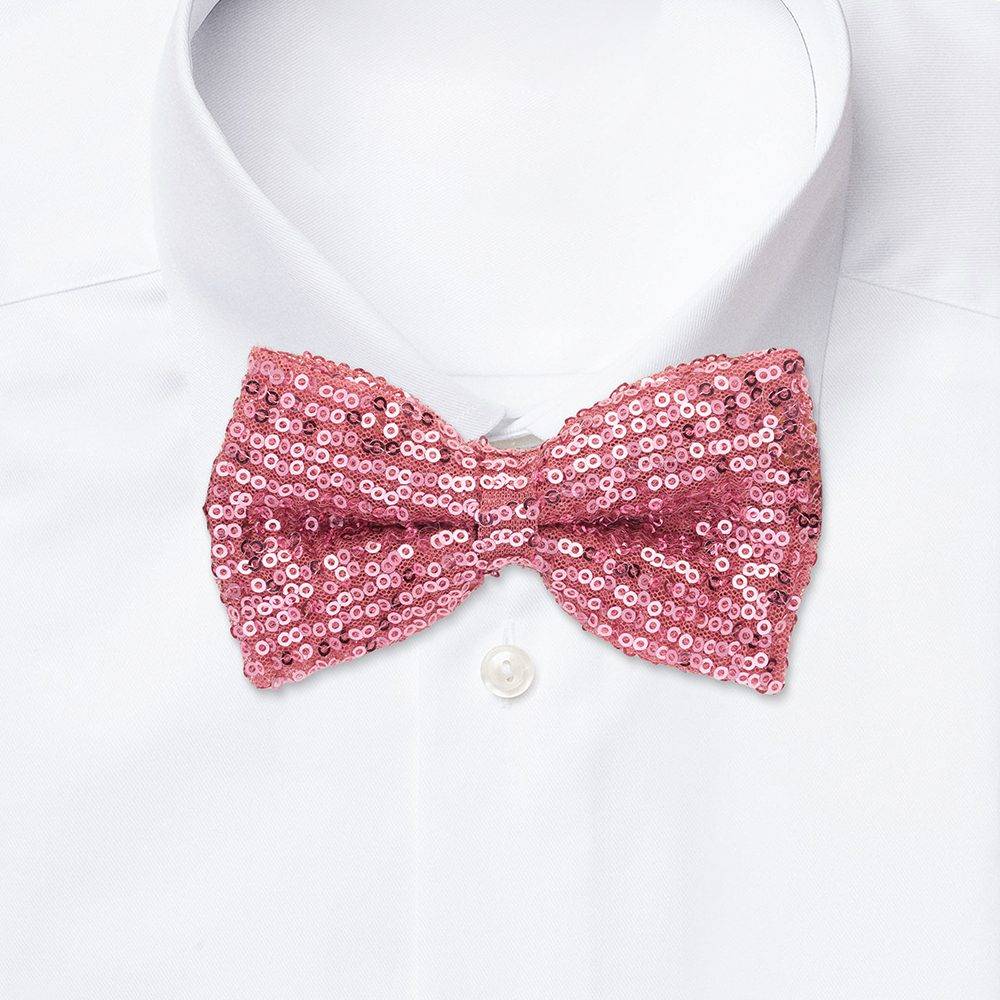 Pink Classic Sequins Pre-Tied Bow Tie for Men