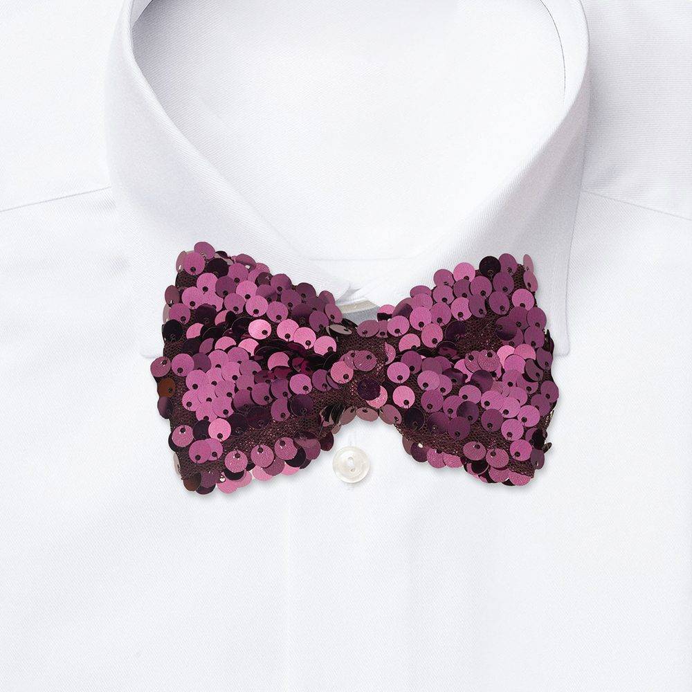 Burgundy Classic Sequins Pre-Tied Bow Tie for Men