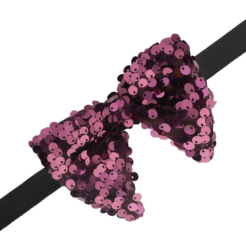 Burgundy Geometric Sequins Pre-Tied Bow Tie for Men