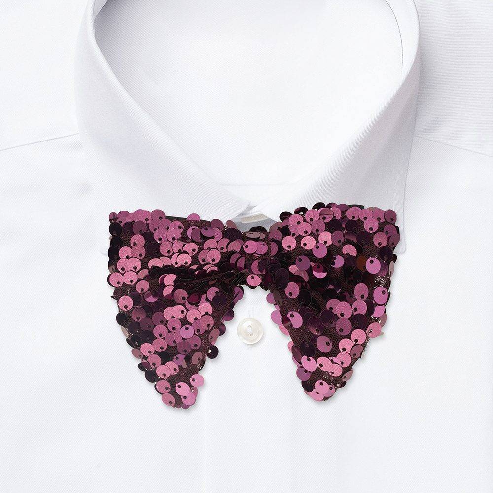 Burgundy Geometric Sequins Pre-Tied Bow Tie for Men