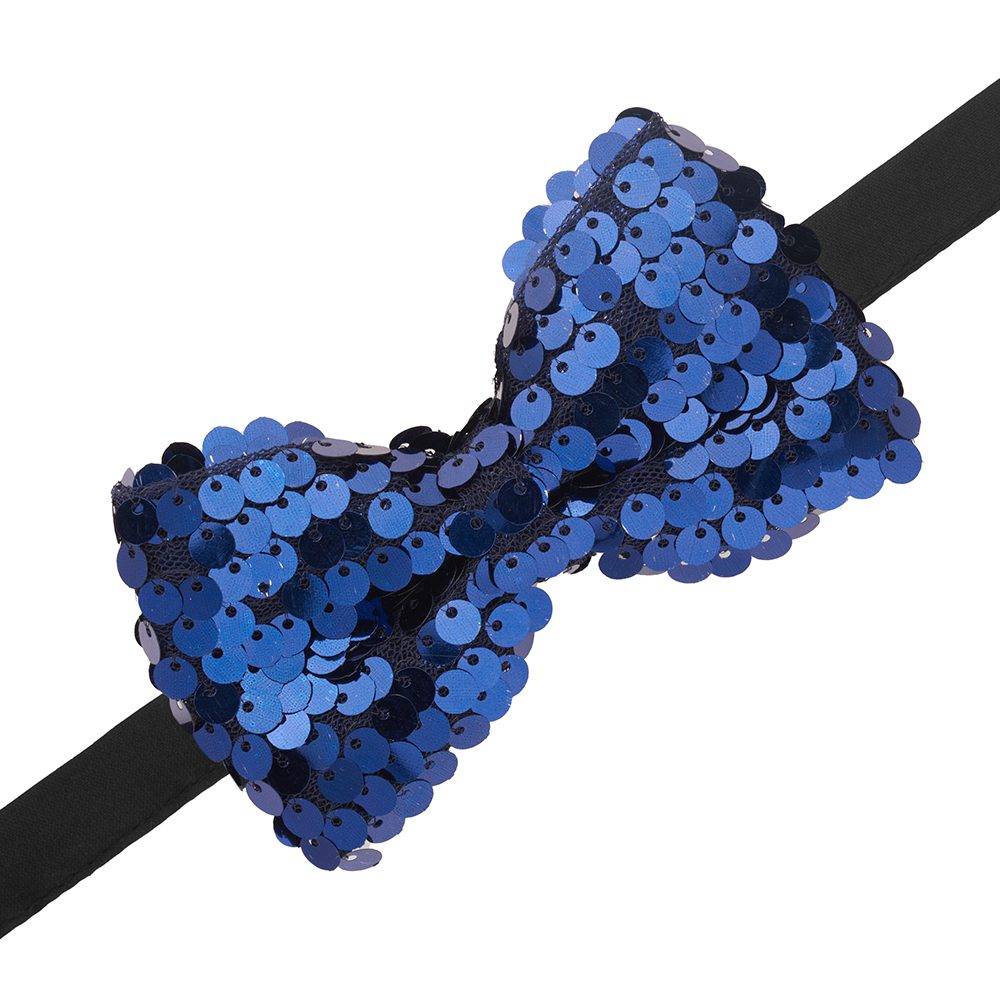 Blue Classic Sequins Pre-Tied Bow Tie for Men