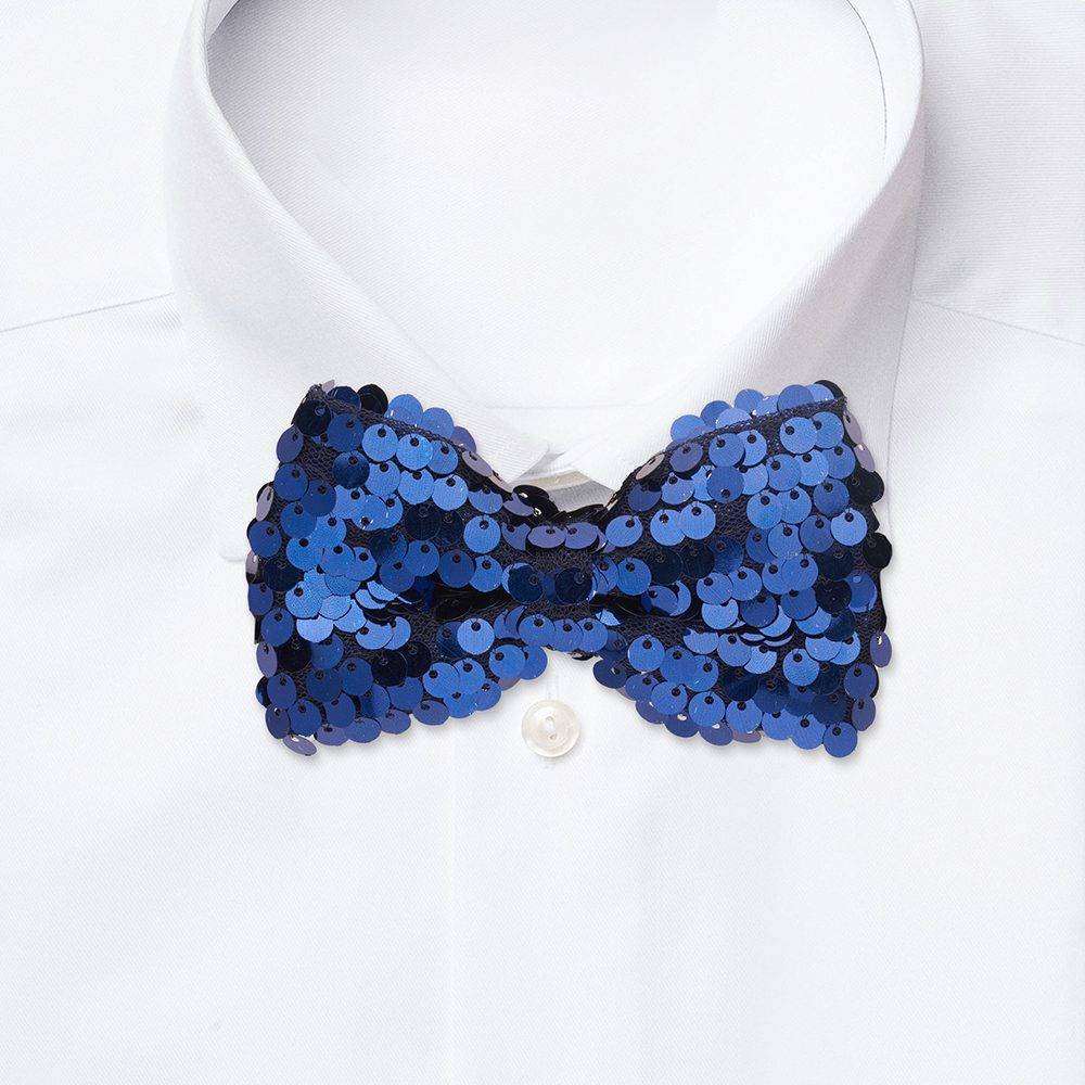 Blue Classic Sequins Pre-Tied Bow Tie for Men