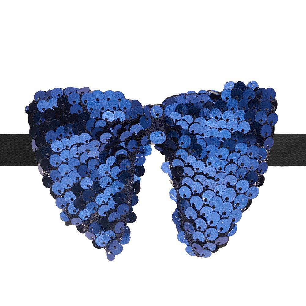 Blue Geometric Sequins Pre-Tied Bow Tie for Men