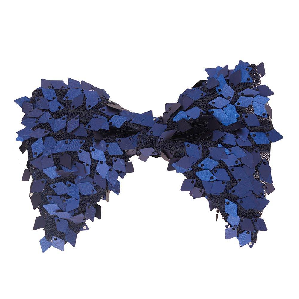 Blue Geometric Sequins Pre-Tied Bow Tie for Men