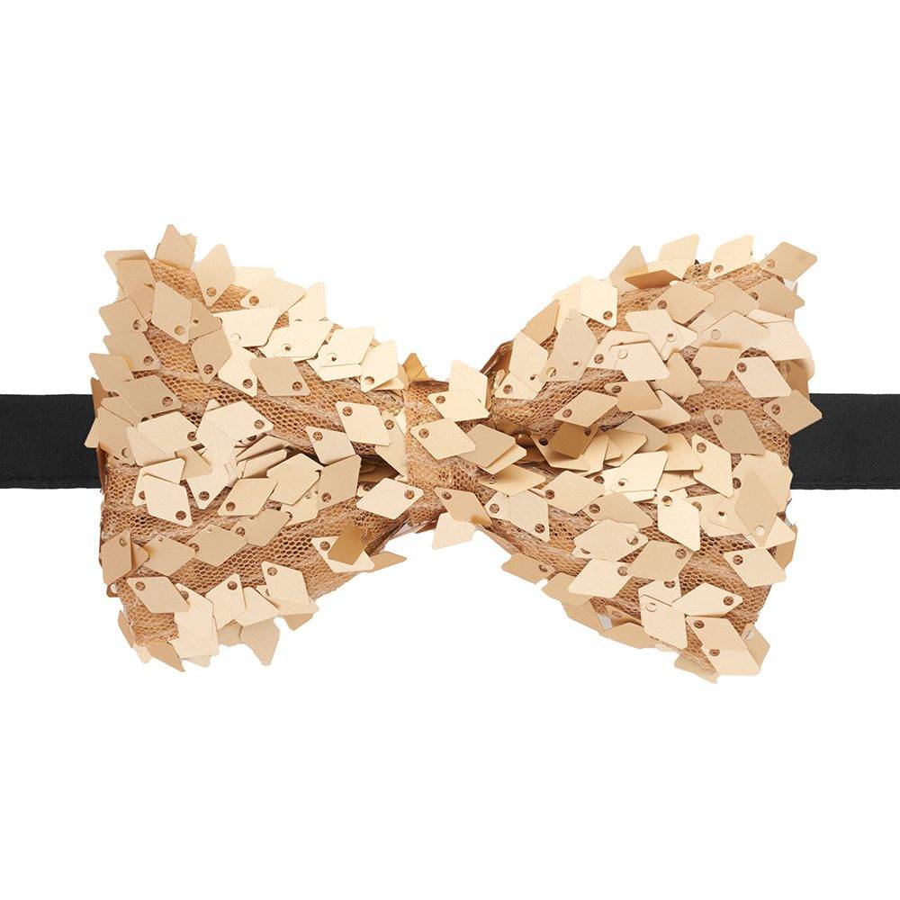 Gold Classic Sequins Pre-Tied Bow Tie for Men
