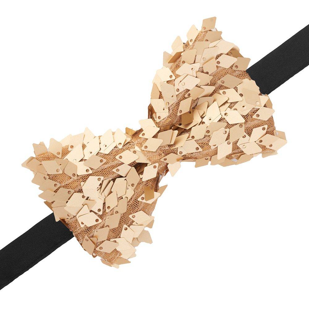 Gold Classic Sequins Pre-Tied Bow Tie for Men