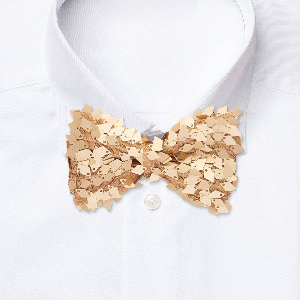 Gold Classic Sequins Pre-Tied Bow Tie for Men