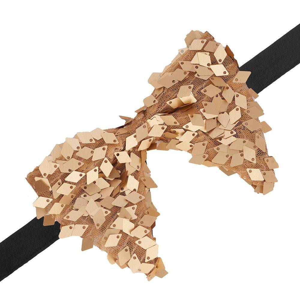 Gold Geometric Sequins Pre-Tied Bow Tie for Men