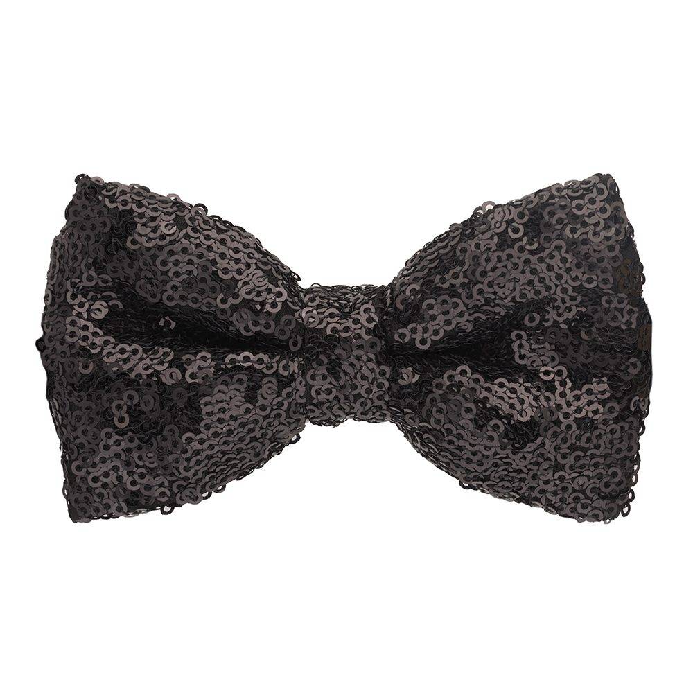 Black Classic Sequins Pre-Tied Bow Tie for Men