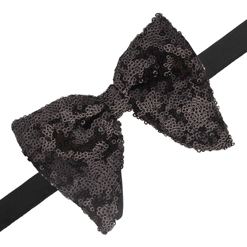 Black Geometric Sequins Pre-Tied Bow Tie for Men