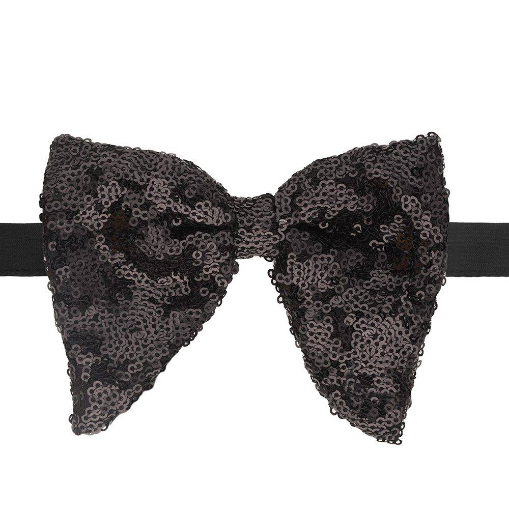 Black Geometric Sequins Pre-Tied Bow Tie for Men