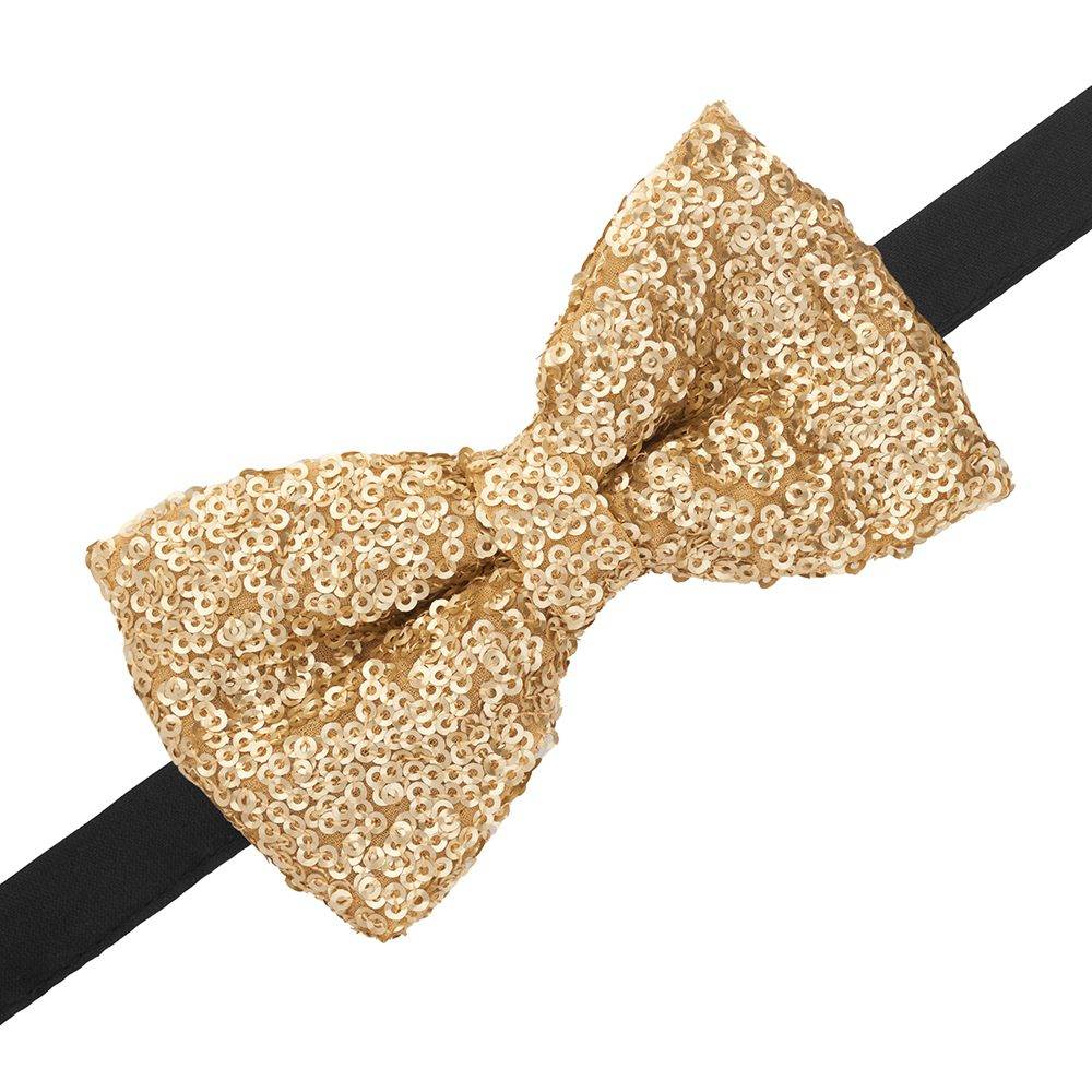 Gold Classic Sequins Pre-Tied Bow Tie for Men