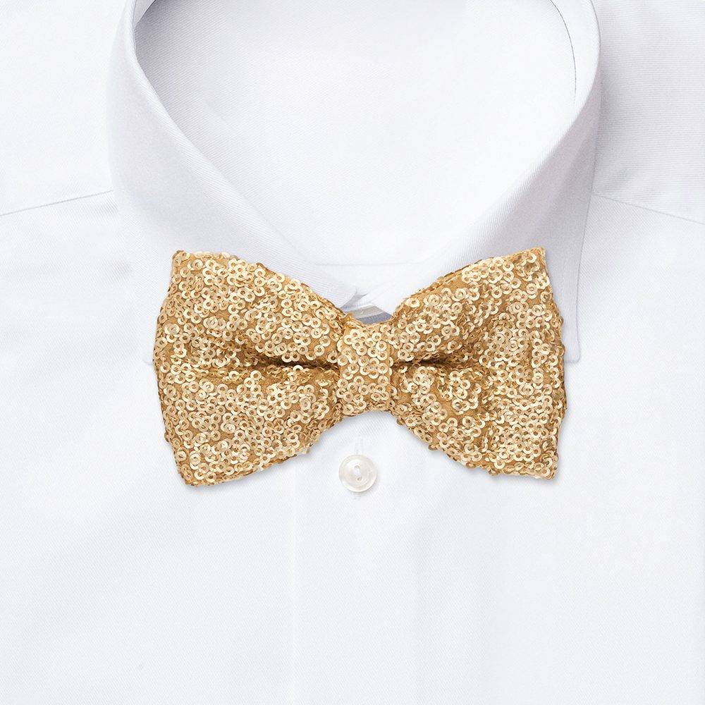 Gold Classic Sequins Pre-Tied Bow Tie for Men