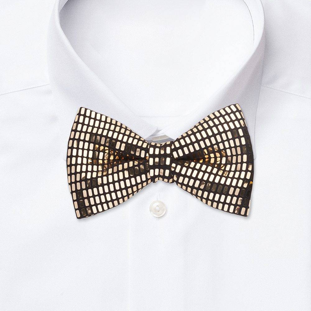 Gold Classic Sequins Pre-Tied Bow Tie for Men