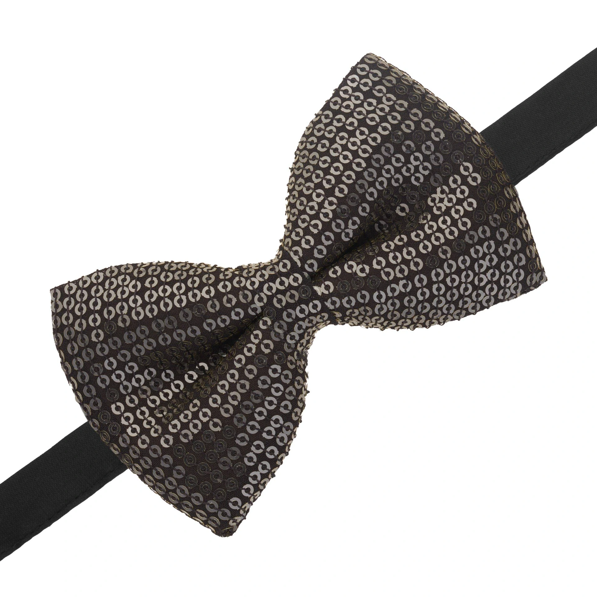Black Classic Sequins Pre-Tied Bow Tie for Men