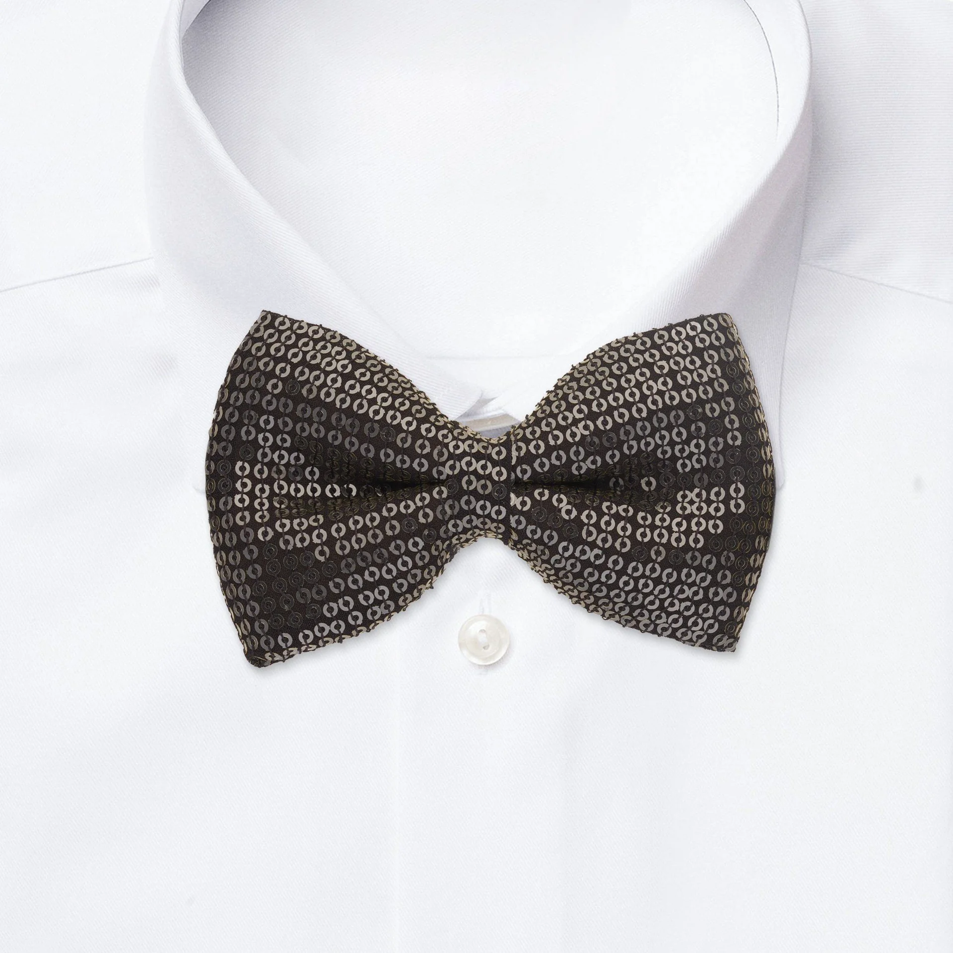 Black Classic Sequins Pre-Tied Bow Tie for Men