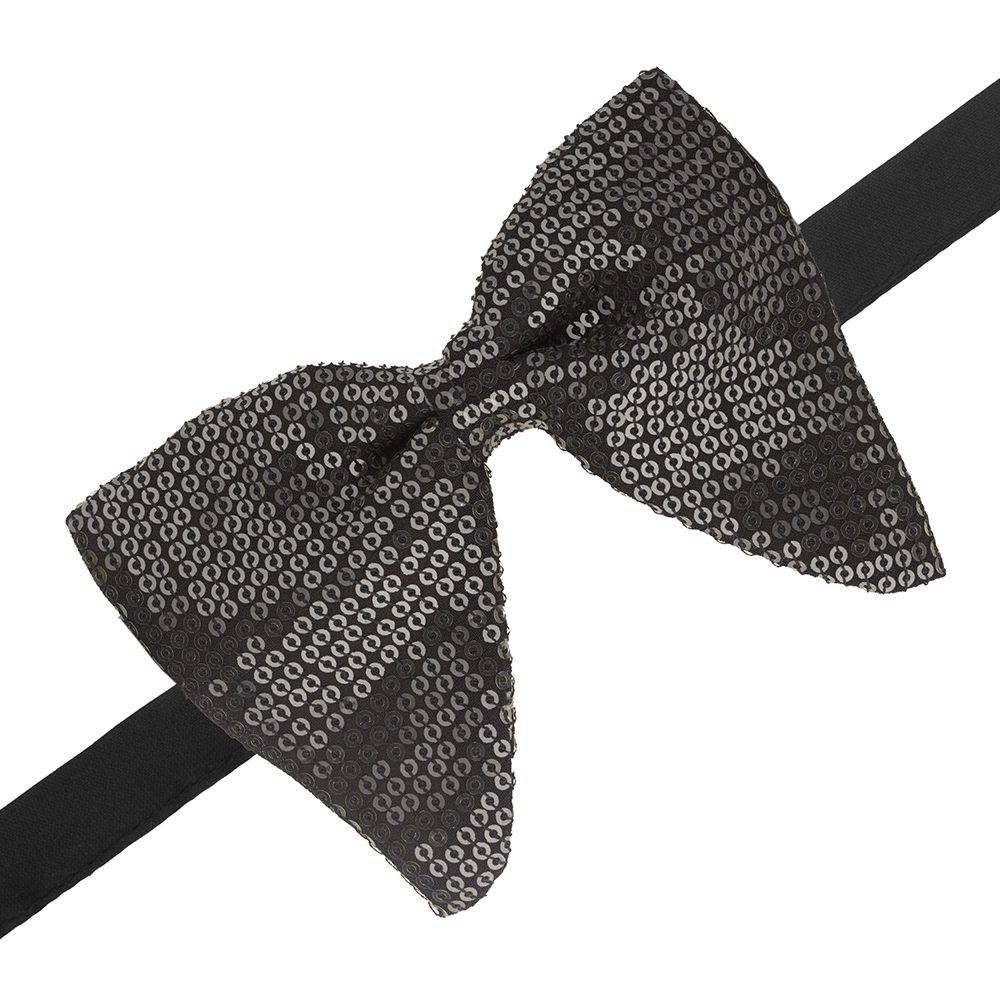Black Geometric Sequins Pre-Tied Bow Tie for Men